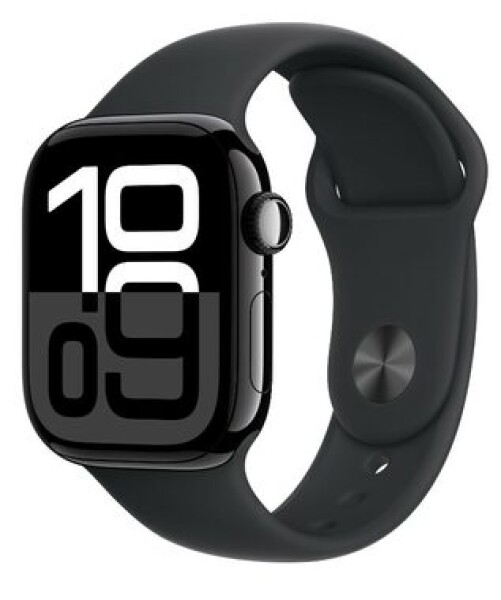 Apple Watch Series 10 GPS 42mm Klavírno čierne hliníkové telo - Čierny športový remienok (S/M) / 130-180 mm (MWWE3)