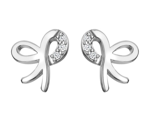 Hot Diamonds Krásne strieborné náušnice s diamantmi Mašľa Much Loved DE730