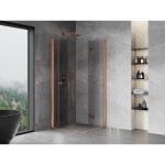 MEXEN/S - Mist-F Duo sprchovací kút skladacie dvere 95 x 95, transparent, meď kartáčovaná 8A6-095L-095P-65-00