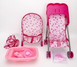 Mamido Mamido Detská súprava pre bábiku 13v1 - kočík, vanička, jedálenský pultík, nosič a doplnky na starostlivosť o bábiku