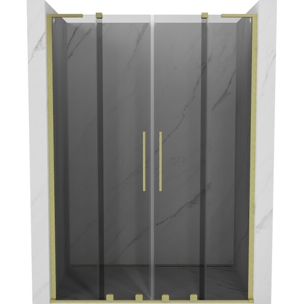 MEXEN/S - Velar L Duo posuvné sprchové dvere 140, grafit, zlatá kartáčovaná 871-140-003-42-55