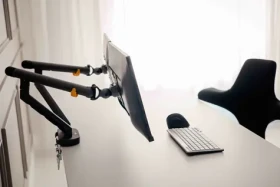 BakkerElkhuizen BE Flexible Dual tmavo šedá / Rameno na 2 monitory / VESA 75-100 mm / nosnosť 20 kg / výška 126-485 mm (BNEBFDDG)