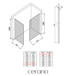 CERANO - Sprchová zástena Walk-in Crystal TL/P - 10 mm - bezvzperový systém - čierna matná, grafitové sklo - 150x90x200 CER-8050BD80759