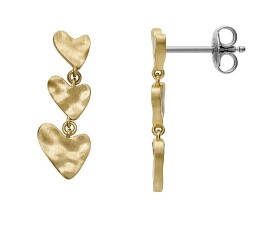 Skagen Pozlátené dlhé náušnice Anja Hearts SKJ5011710