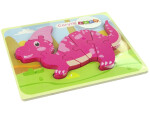 Mamido Drevené puzzle pre najmenších dinosaurus ružové