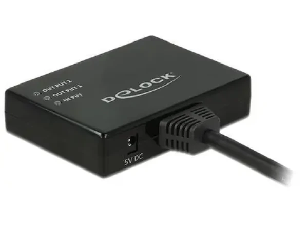 DeLock HDMI Splitter 1x2 čierna / Rozbočovač / 4K 30Hz / 2x HDMI výstup / 60 cm (87700)