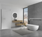 CERANO - Sprchová zástena Walk-in Onyx Round Ľ/P - 8 mm - guľatá vzpera - čierna matná, mliečne sklo - 70x200 CER-8050BD289