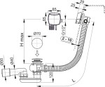 Alcadrain 1 - Alcadrain Sifón vaňový automat s napúšťaním prepadom, chróm A564CRM1-80 A564CRM1-80