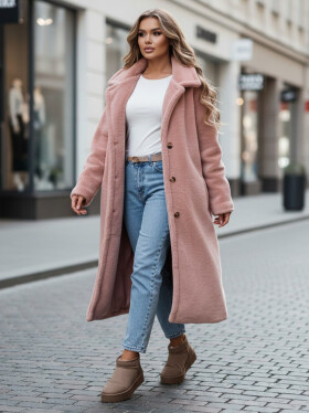 Dámsky zimný kabát Teddy Fur long pink FashionStreet NY0751z XL