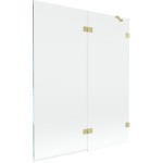 MEXEN/S - Lunar vaňová zástena 2-krídlová pravá 140 x 150, transparent, zlatá kartáčovaná 897-140-100-55-00-P