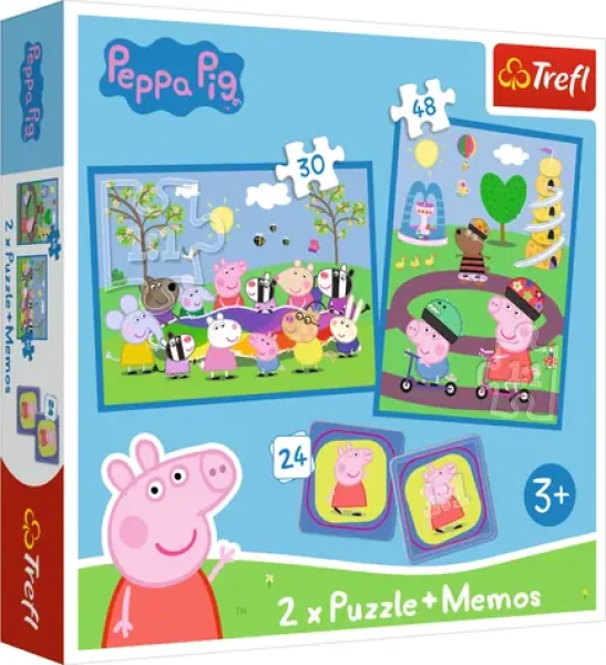 Trefl - Puzzle - Sada 3v1 Šťastné chvíle s prasiatkom Pepinou (2x puzzle + Pexeso)