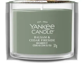 Yankee Candle Balsam Cedar Fireside zelená / Votívna sviečka v skle / Drevitá vôňa / Doba horenia 8-10 hod / 37 g