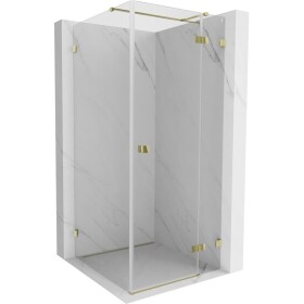 MEXEN/S - Lunar T sprchovací kút dvere krídlové pravá 90 x 90, transparent, zlato 834T-090-090-50-00-P
