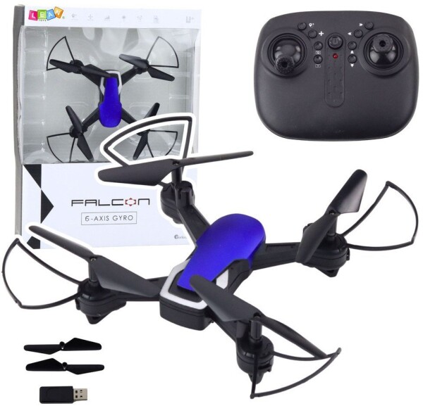 LeanToys Dron Sześcioosiowy Żyroskop Światła LED Obrót 360° Modrý