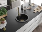 MEXEN/S MEXEN/S - Diego granitový drez 1 488 x 480 mm, čierna/strieborný metalik, + zlatý sifón 6512481000-73-G