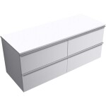 CERANO - Kúpeľňová skrinka Velora - biela matná, úchytka chrómová + doska z lit. mramoru Elanys - 12 mm - biela matná - 140x54,2x46,5 CER-679412