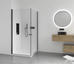 CERANO - Sprchovací kút Antelo Duo Ľ/P - 6 mm - čierna matná, transparentné sklo - 100x80x190 - otočný CER-480400