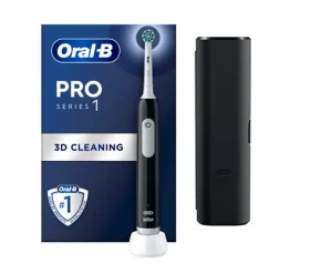Oral-B Pro 1 čierna / Elektrická zubná kefka / oscilačné / dobíjacie batérie / cestovné puzdro (Pro Series 1 Black + etui)