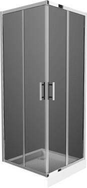 MEXEN/S - Rio štvorcový sprchovací kút 80 x 80, grafit, chróm + vanička Rio 860-080-080-01-40-4510