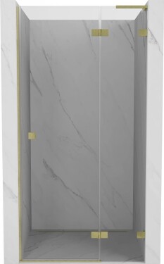 MEXEN/S - Lunar L sprchové dvere krídlové pravé 85, transparent, zlatá kartáčovaná 834L-085-000-55-00-P