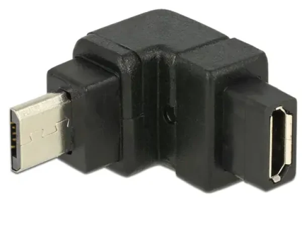DeLock adaptér USB 2.0 Micro-B samec USB 2.0 Micro-B samica / pravouhlá hore (65669-D)
