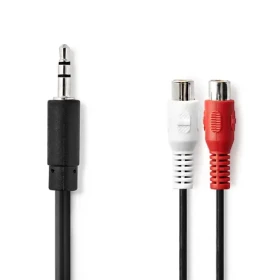 Nedis Stereo Audio kábel jack 3.5 mm (M) - 2x RCA (F) 0.20 m čierna (CAGB22250BK02)