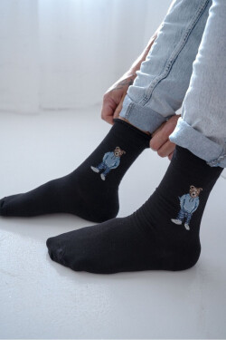 PÁNSKE PONOŽKY AVANTGARDNÝ MEDVEDÍK V MODREJ MIKINE 0125.109 černá 43-46