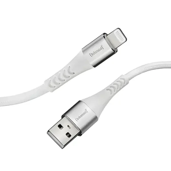 INTENSO A315L biela / Kábel USB-A - Lightning / 1,5 m / 12W / nylonový opletenie (7902102)
