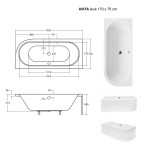 BESCO - Asymetrická vaňa AVITA - Nožičky k vani - S nožičkami, Rozmer vane - 170 × 75 cm, Spôsob prevedenia - Ľavé VANAVIT170L + OLVPINOZ