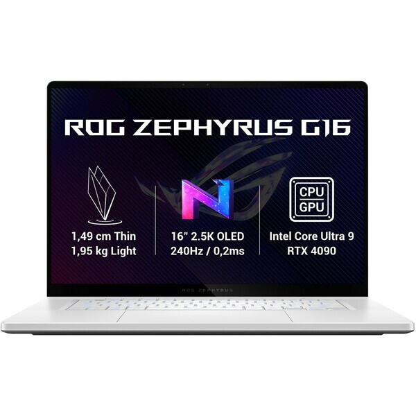 Asus ROG Zephyrus G16 biela / 16" OLED / Intel Core Ultra 9 185H 3.8GHz / 32GB / 2TB SSD / NV RTX4090 16GB / W11H (GU605MY-NEBULA033W)