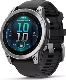 Garmin Fenix E - 47mm, AMOLED, Stainless Steel/Graphite, Black band