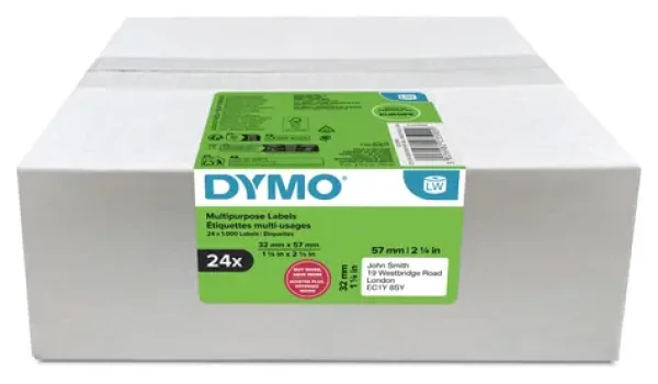 Dymo papierové štítky 57x32 mm biele / Etikety / pre spiatočnú adresu / 24 x 1000 ks (2223590)