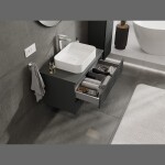 MEXEN/S - Rivel kúpeľňová skrinka pod umývadlo 80, 2 zásuvky, reliéf, grafit mat 91A20-08047-2-BFF66