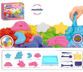 Mamido Mamido Sada kinetického piesku 500 g s formičkami a podložkou - jednorožce