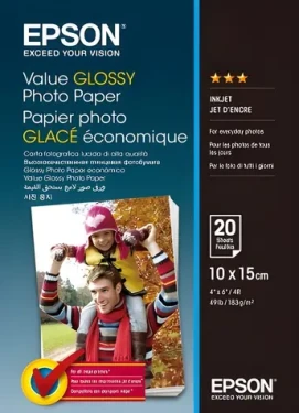 Epson Value Glossy Photo Paper 10x15 / Fotopapier / Lesklý / 183 g/m2 / 20 listov (C13S400037)