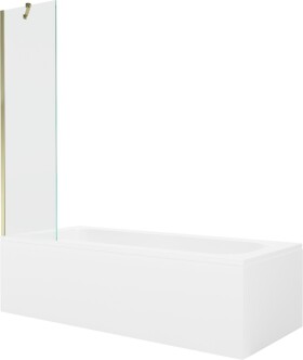 MEXEN/S - Vega obdĺžniková vaňa 180 x 80 cm s panelom + vaňová zástena 50, transparent, zlatá 550118080X9505000050