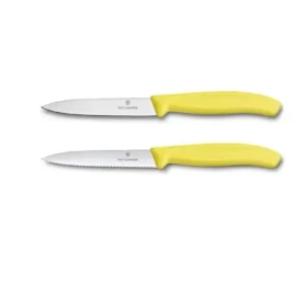 VICTORINOX SwissClassic Sada nožov 2 ks žltá / rovné a vlnkované ostrie (6.7796.L8B)