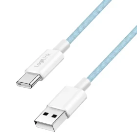 LogiLink USB-A - USB-C 1,5m modrá / Nylonový kábel / USB 2.0 / 60 W / Rýchlonabíjanie (CU0331)