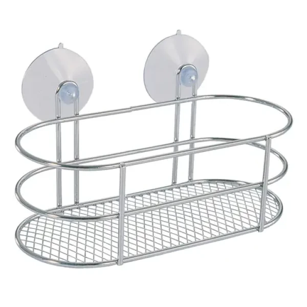 MSV VENTOUSES oválna polička s prísavkami chrómovaná oceľ / PVC / 20 x 9,5 cm