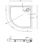 MEXEN - Flow+ Sprchová vanička štvrťkruh 90 x 90, biela lesk 46Q109090H