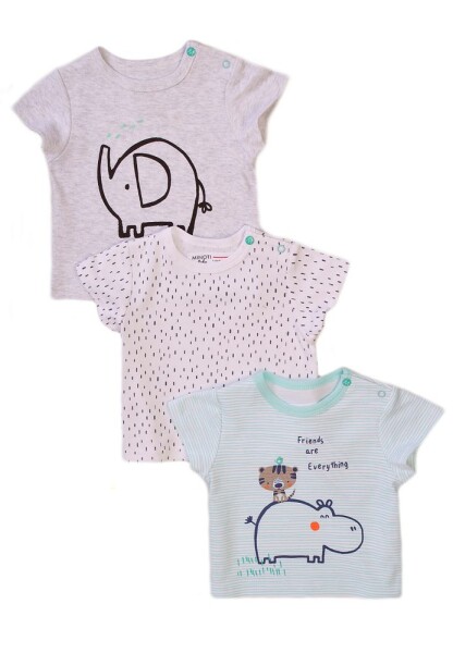 Dojčenské tričko s krátkym rukávom 3pack, Minoti, Koala 3, biela - 68/74 | 6-9m