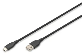 Digitus USB-C - USB-A čierna / USB kábel / Silikónový / 0,5 m / USB 2.0 / Power Delivery 60W (AK-300340-005-S)