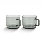 AdHoc IMPACT tmavé sklo / Sada hrnčekov na cappuccino / 2 ks / 300 ml (TK81)