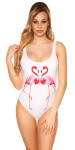 Trendy Swimsuit with Flamingo Print white 34