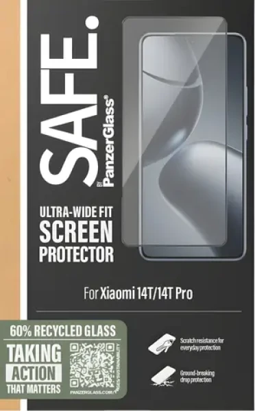 PanzerGlass SAFE UWF pre XIAOMI 14T a 14T Pre čierna / Tvrdené sklo / Plne nalepovacie / 0,65 mm (SARNUWFG58319)