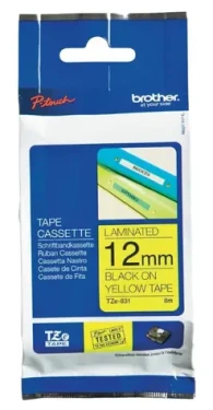 Brother TZ-631 / Kazeta s páskou / Laminovaná / Žltá/Čierna / 12mm / 8m (TZ-631)