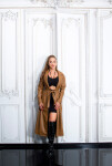 Sexy Faux Leather Coat with Belt brown Einheitsgroesse