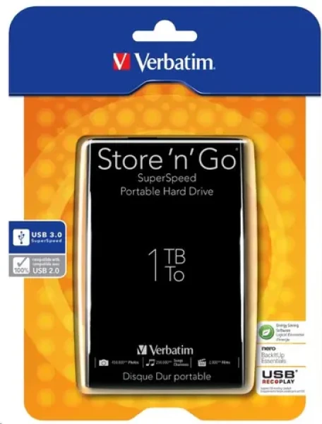 Verbatim Store#39;n#39;Go 1TB / 5400ot. / 2.5" / 8MB Cache / USB 3.0 / Čierny / Externý / dopredaj (53023)
