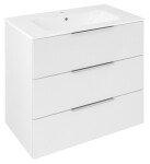 SAPHO - CIRASA kúpeľňová skrinka 80cm CIRASA s umývadlom a LED zrkadlom, 3 zásuvky, biely lesk KSET-107