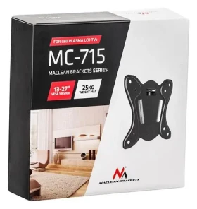 Maclean MC-715 čierna / Nástenný držiak pre TV / 13-27" / VESA 100x100 / nosnosť 25 kg (MC-715)